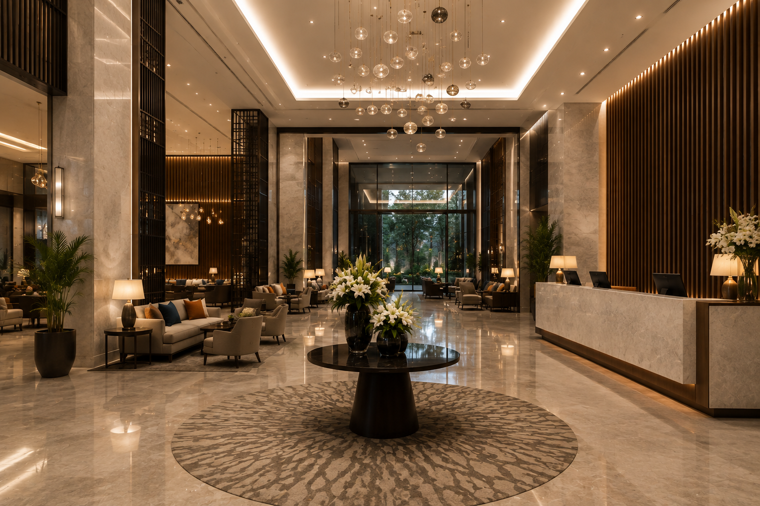 Luxury hotel lobby