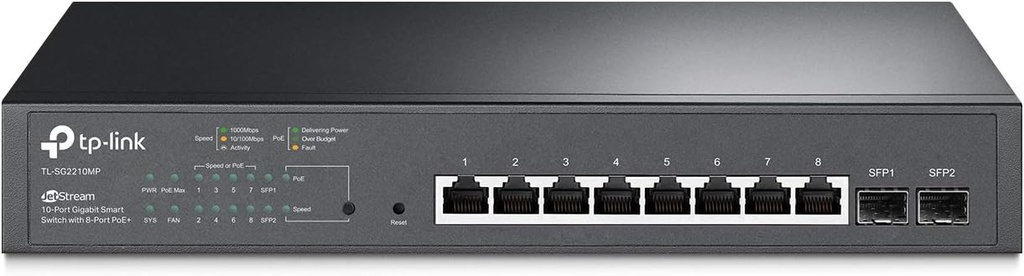 TP-Link Jetstream 10 Port Gigabit Smart Managed PoE switch | 8 PoE+ Ports - 150W, 2 SFP Slots