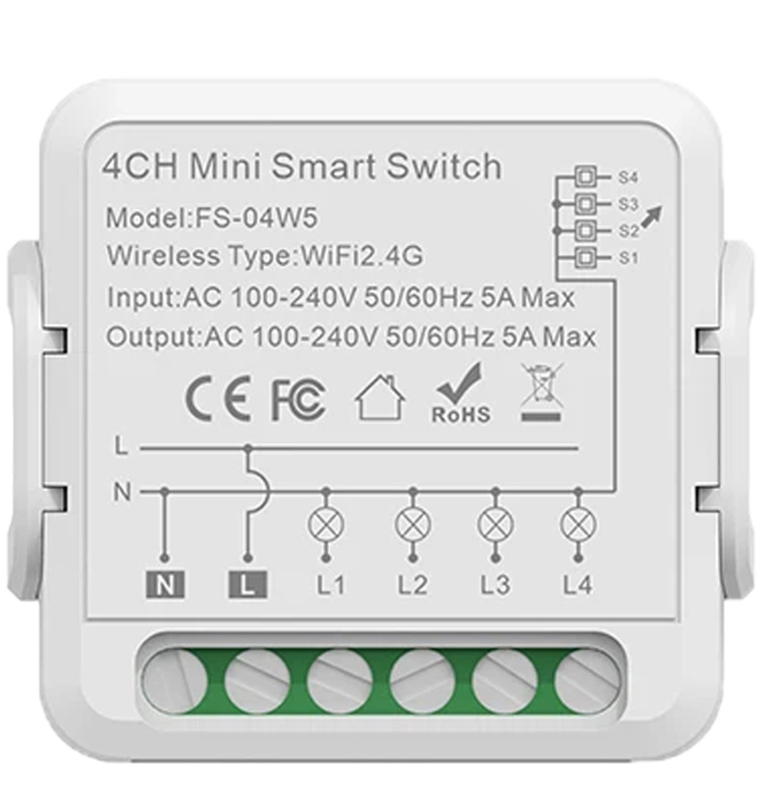 Moes Mini 4 Gang Zigbee