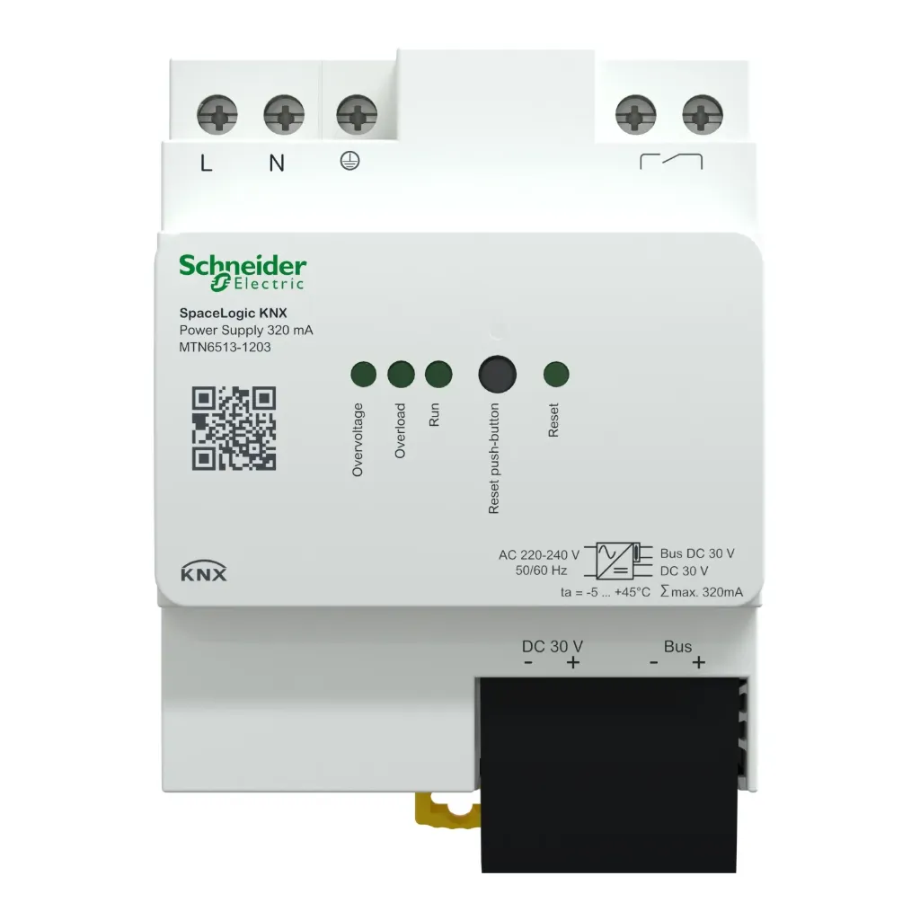 Schneider Power supply, Spacelogic KNX, REG-K/320 mA, white