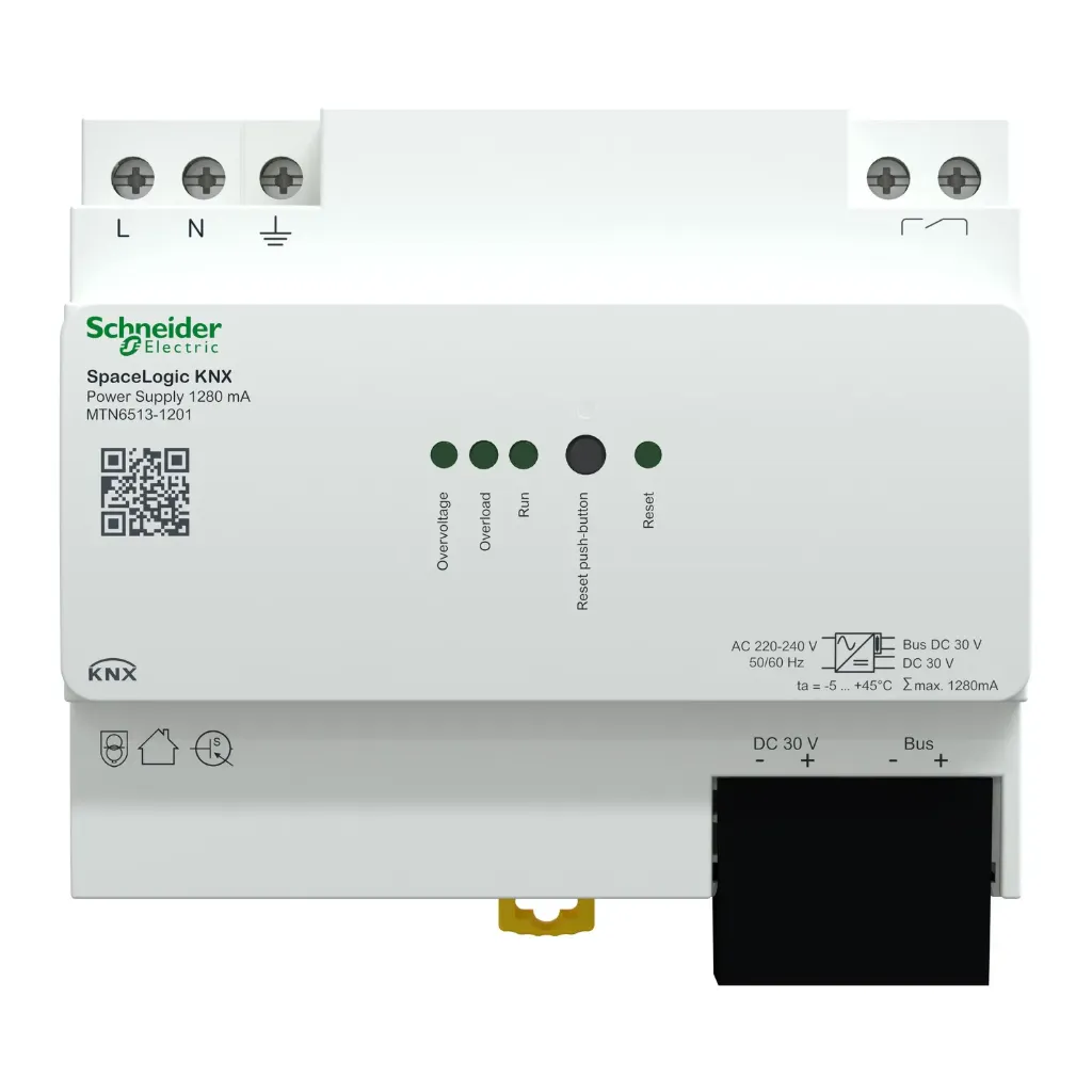 Schneider Power supply, Spacelogic KNX, REG-K/1280mA, white